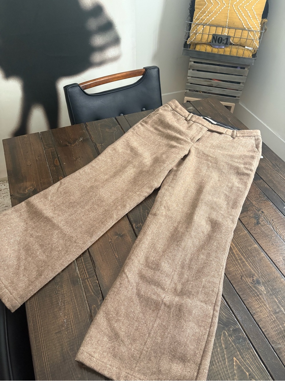 Wool Herringbone Wide-Leg Trousers by Tommy Hilfiger